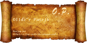 Ollár Patrik névjegykártya